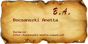 Bocsanszki Anetta névjegykártya